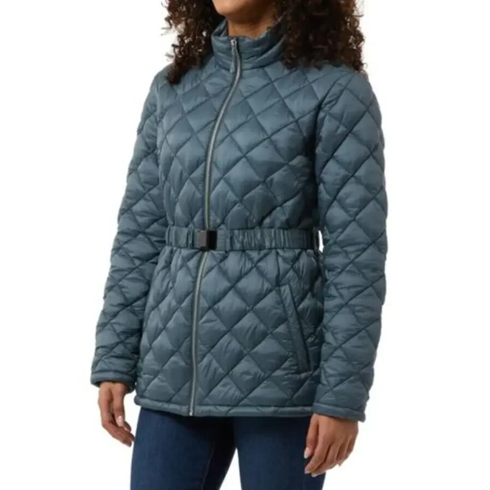 32 Degrees Ladies'‎ Belted Diamond Quilt Jacket / Color Teal / Size Small / NEW